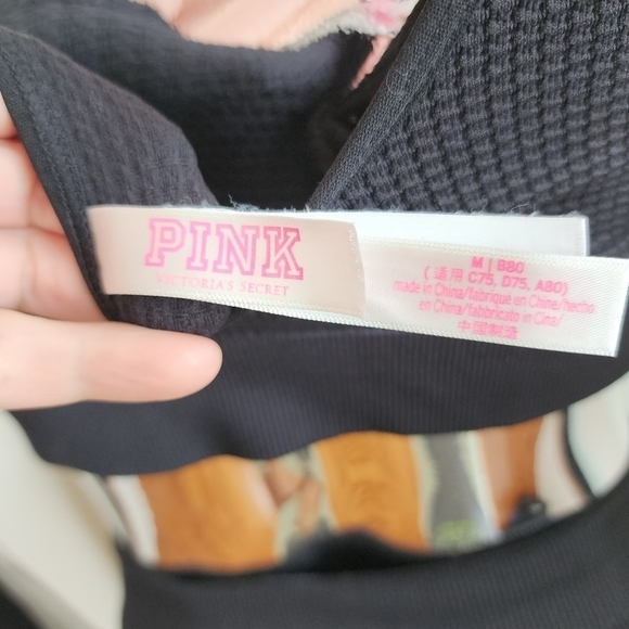 PINK thermal high waisted black workout leggings size S & sports bra size M - Picture 6 of 7